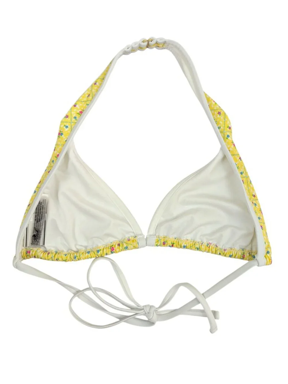 NWT! Pink X Frankie's Bikinis Yellow Floral Bikini Set Halter Cheeky Size XL